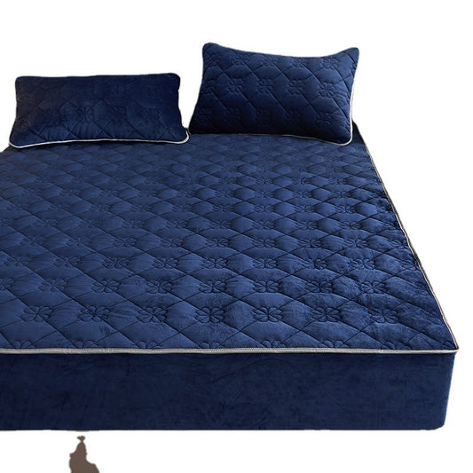Thick Coral Fleece Quilted Fitted Sheet Single Piece