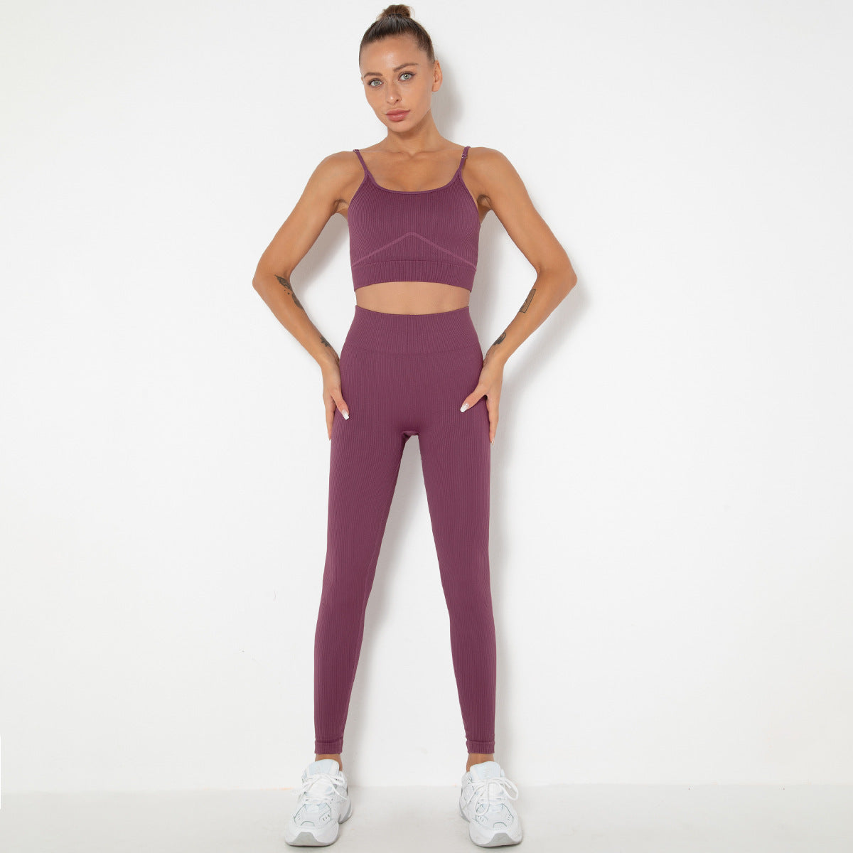 Knitted Sling Beautiful Back Sports Yoga Bra Set