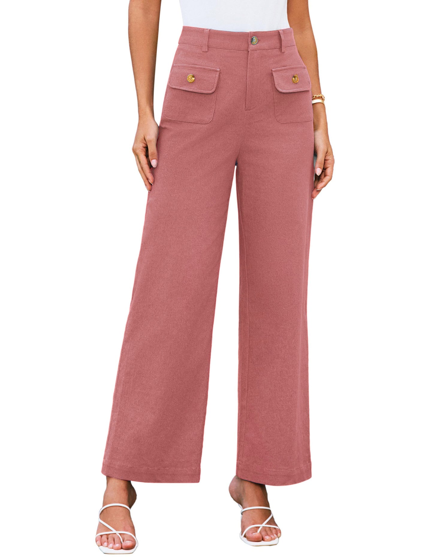 Women's High Waist Wide Leg Pants Stretch Casual Pants