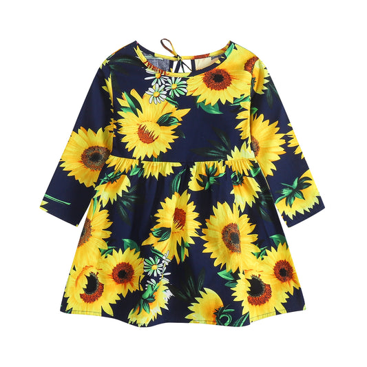 Children's Floral Cotton Long Sleeve Dress