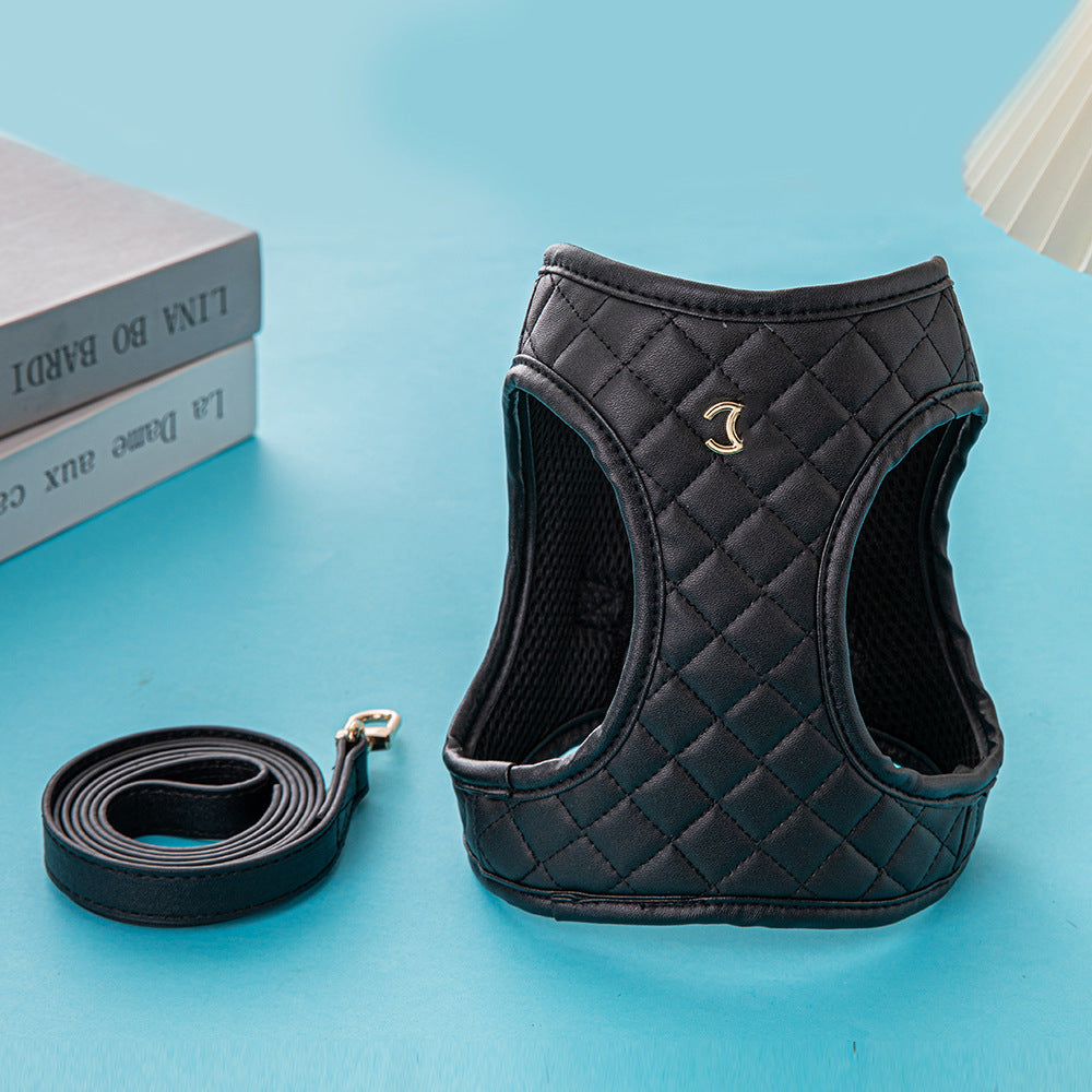 Leather Dog Chest And Back Traction Suit