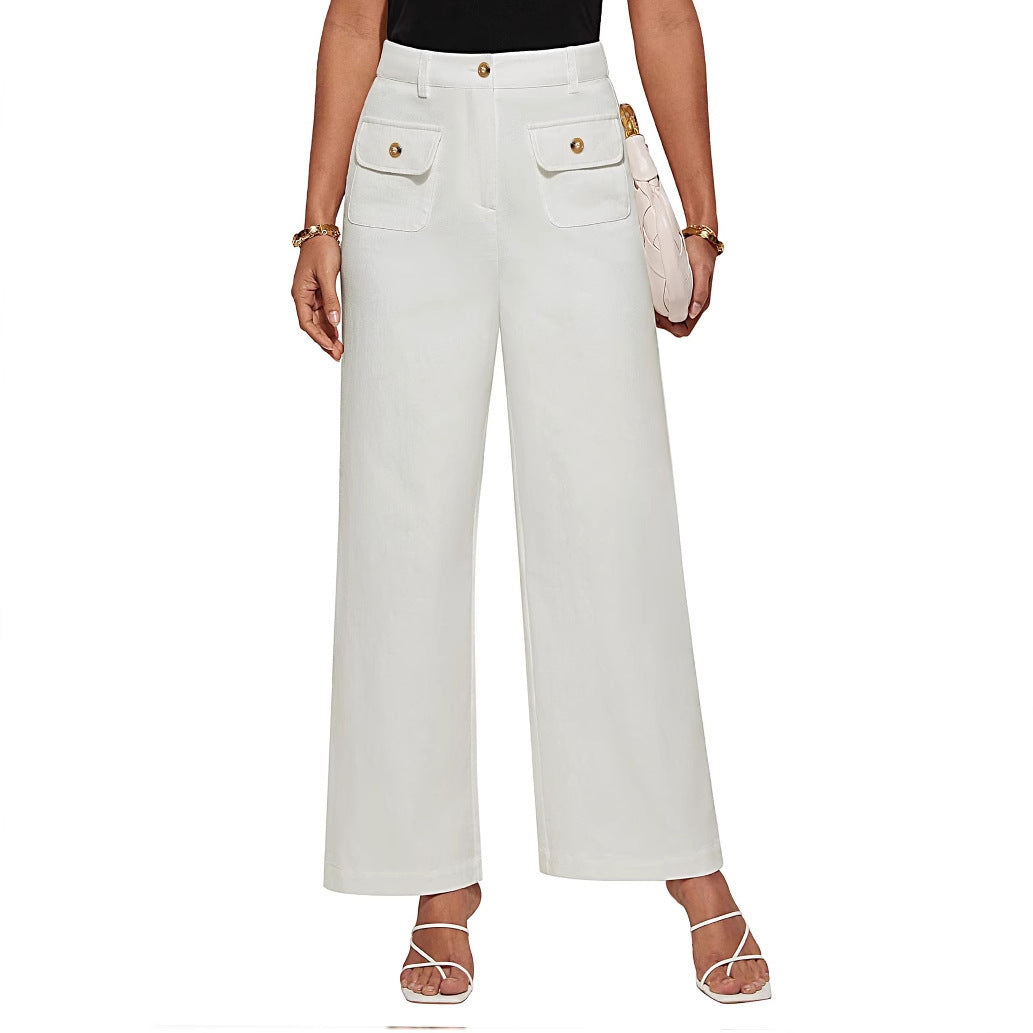 Women's High Waist Wide Leg Pants Stretch Casual Pants