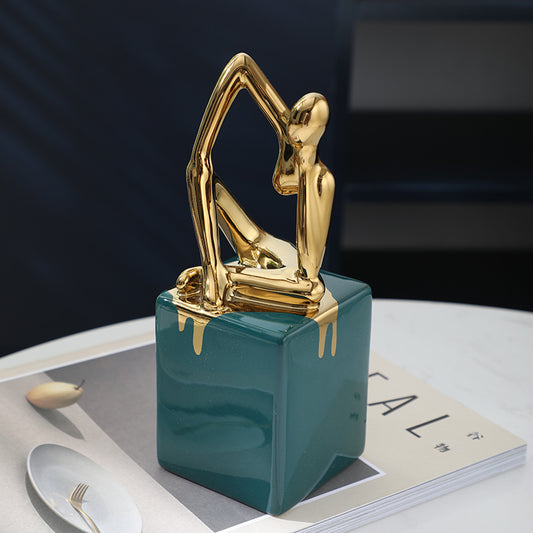 Modern Light Luxury Style Ceramic Figure Decoration TV Cabinet Wine Office