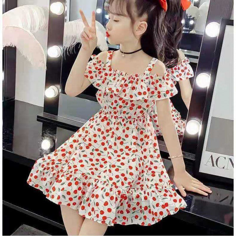 Medium And Big Children Floral Skirt Summer Little Girl Fashionable Princess Dress