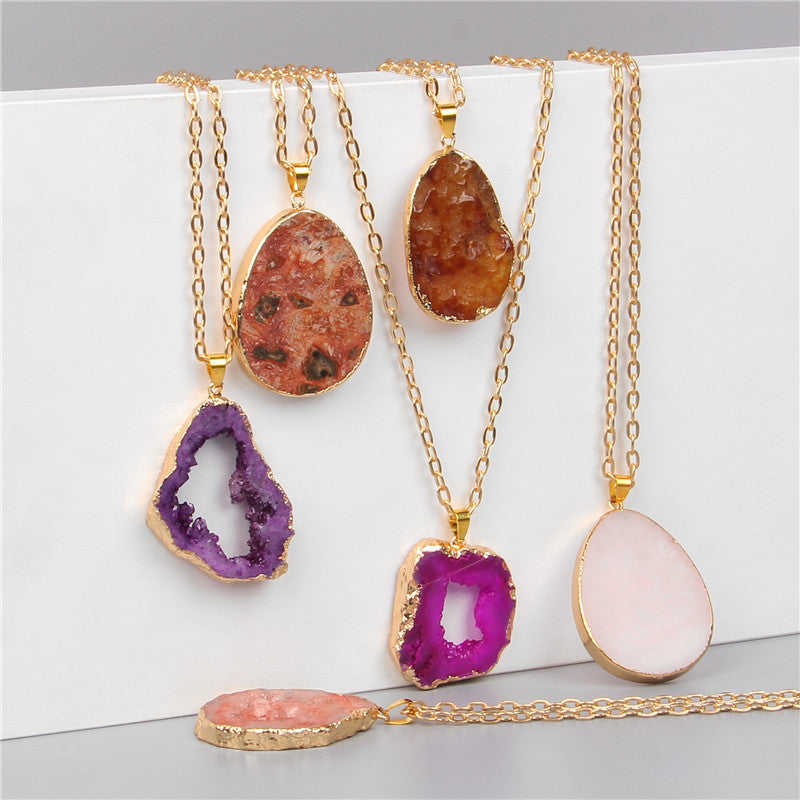 Fashion New Product Temperament Natural Amethyst Cluster Necklace