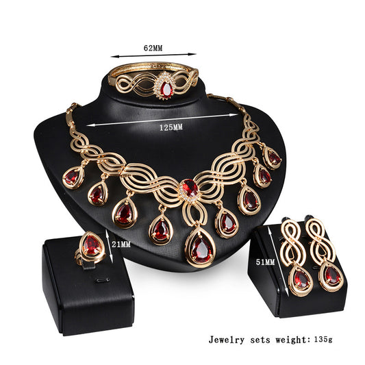 Set Jewelry Fashion Gems Necklace And Earrings Alloy Jewelry - FLIPSTYLEZLLC