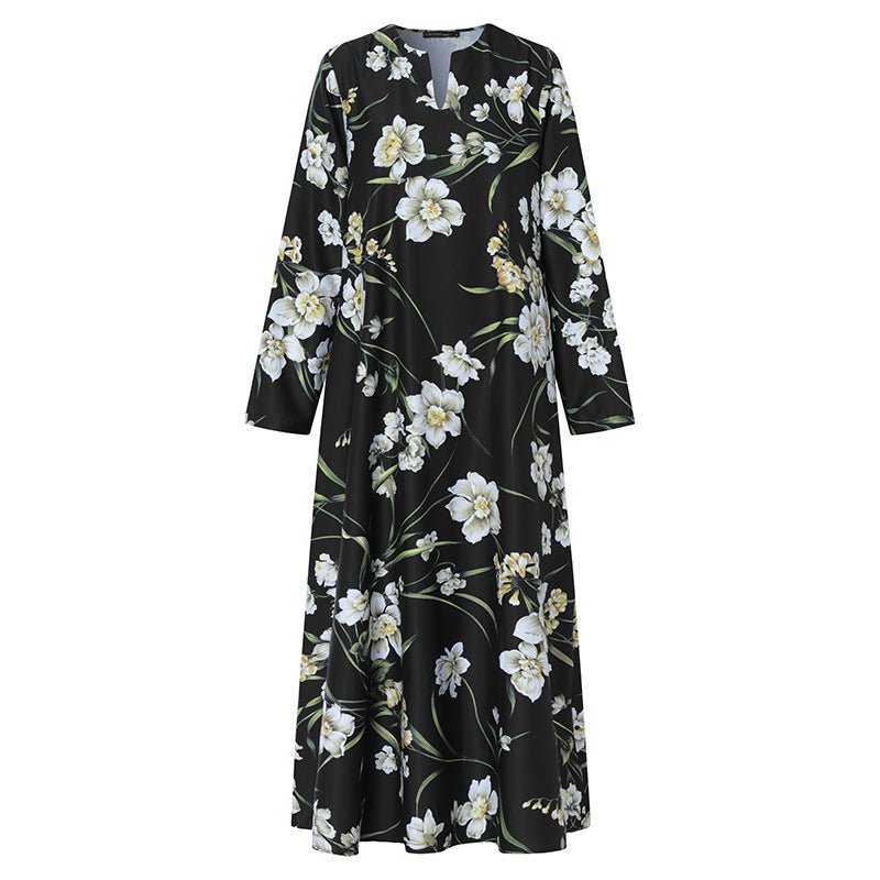 Casual Long Sleeve Resort Plus Size Robe Dress