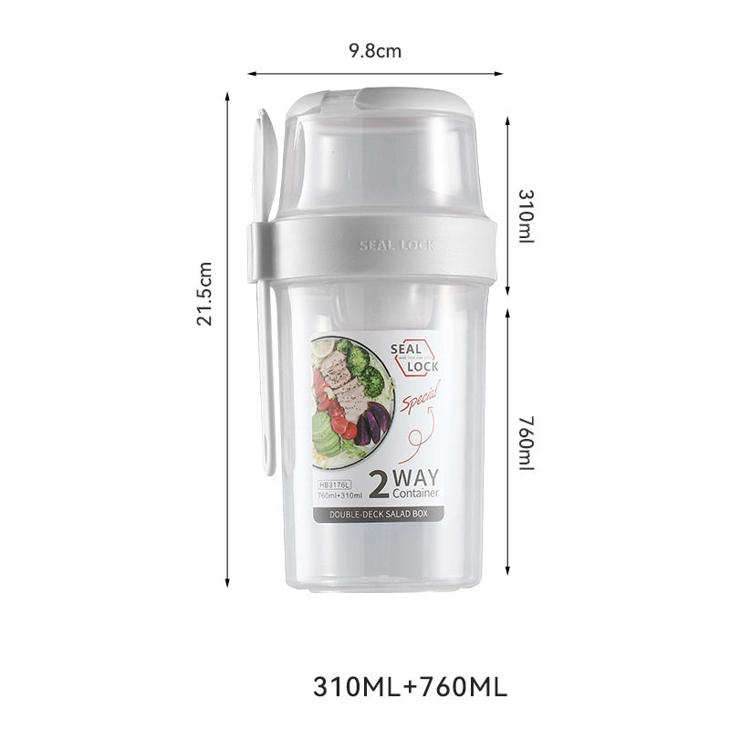 Portable Breakfast Oatmeal Cereal Nut Yogurt Salad Cup Container Set With Fork Sauce Cup Lid Bento Food Bowl Kitchen Lunch Box
