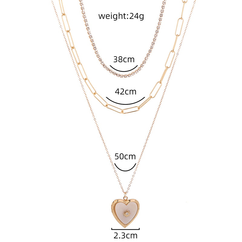 European and American cross-border new product gold lock stacking multi-layer necklace, letter tag fashion personality chocker clavicle chain female