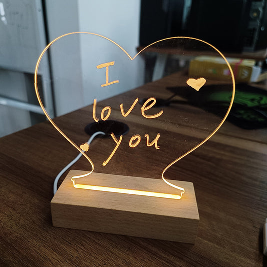 Creative Luminous DIY Memo Acrylic Message Board Gift Lamp Blank Acrylic Board Rectangle Wooden RGB Led Night Light