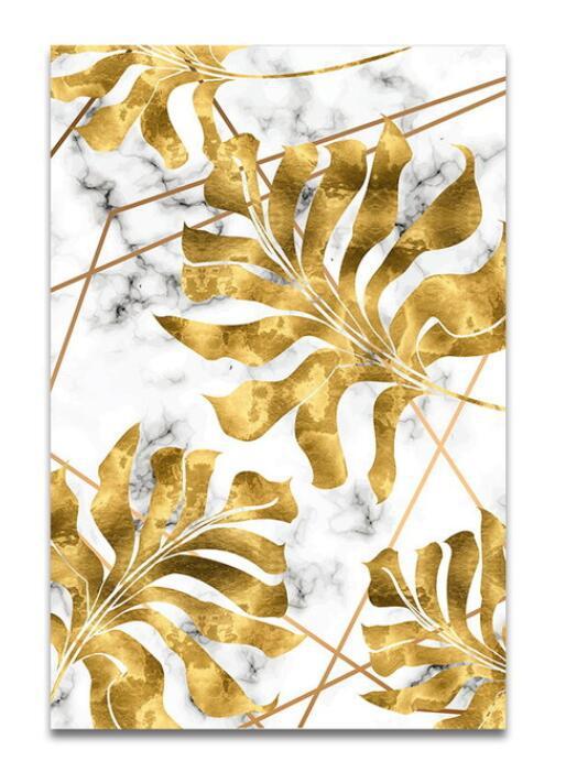 European Style Plant Gold Leaf Decorative Canvas Painting