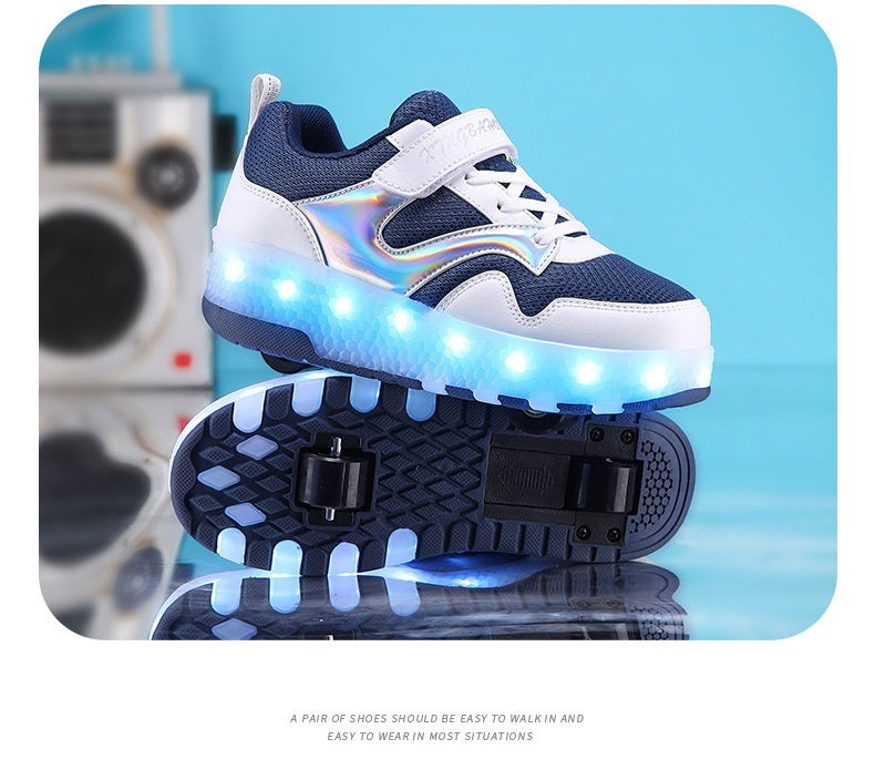 Mesh Heelys Double-wheeled Boys And Girls Skate Shoes