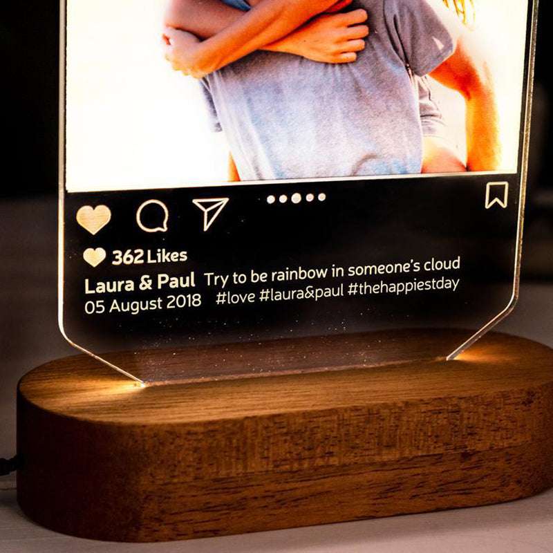 Valentines Day Gift Personalized 3D Lamp Custom Photo Text With Instagram Style 3D Led Lamp