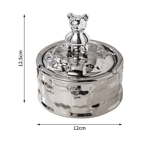 Bear Cookie Shape Relief Ceramic Ashtray