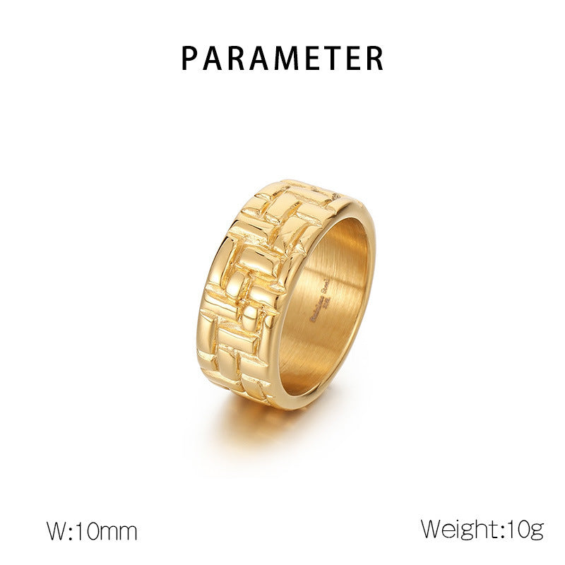 Round Stainless Steel Men's Back-shaped Glossy Ring