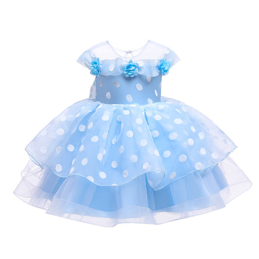 Children's Flower Princess Dress Year-old Girl Polka Dot
