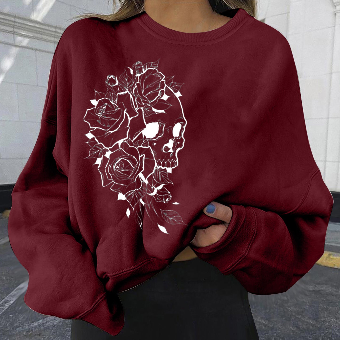 Women's Personality Print Fashion Sweatshirt Loose Plus Size