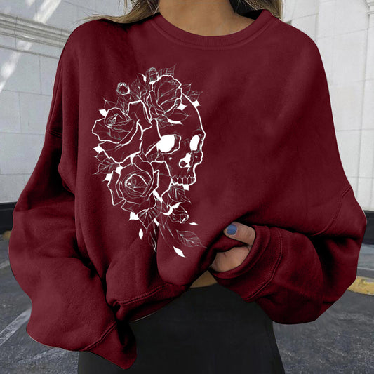 Women's Personality Print Fashion Sweatshirt Loose Plus Size