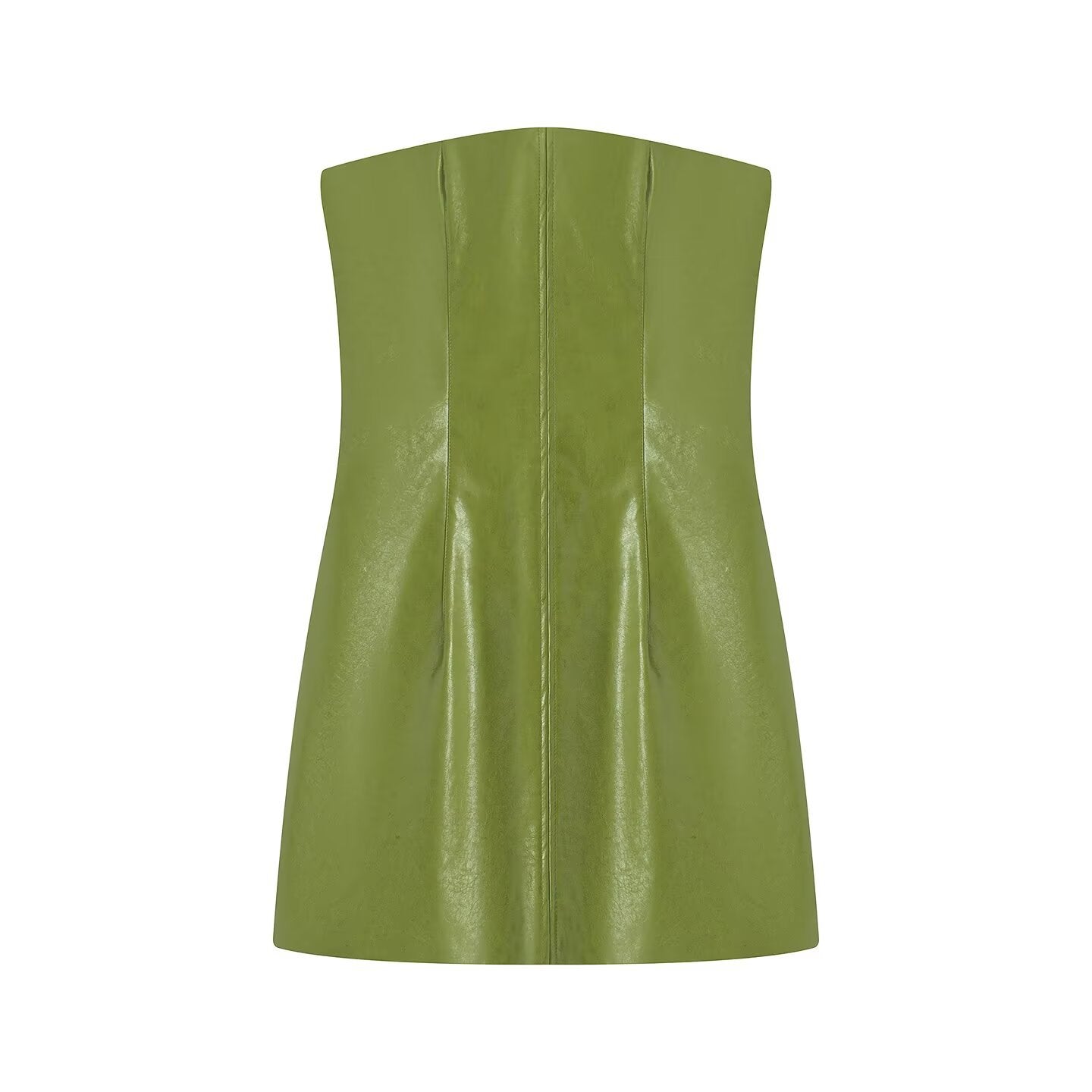 Retro Sexy PU Leather Jacket Strapless Dress Suit