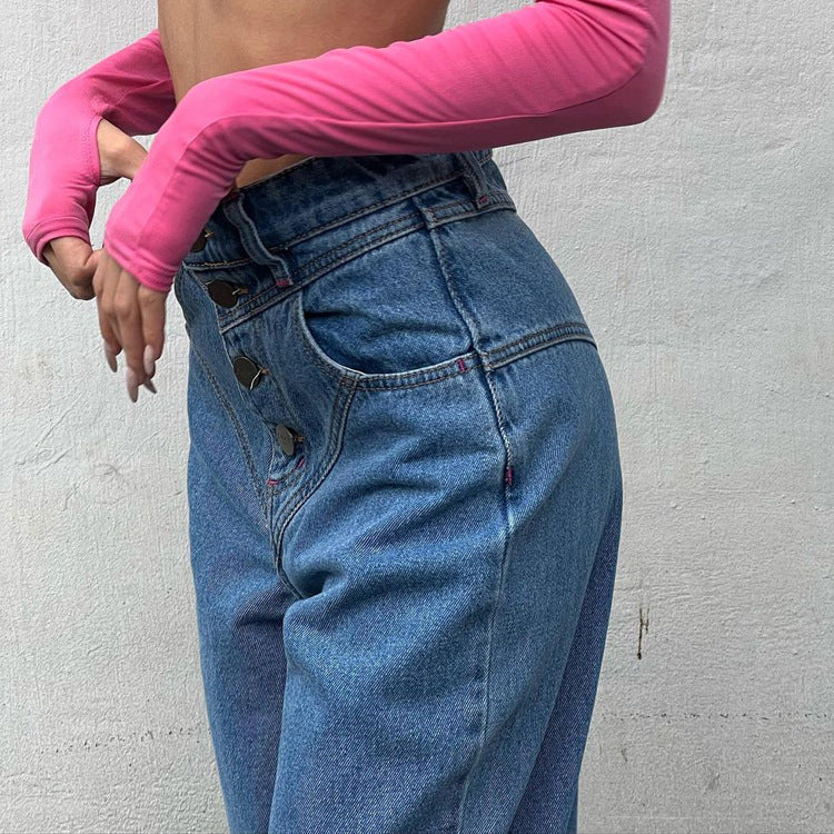 Women's Loose Long Jeans StretchSlim