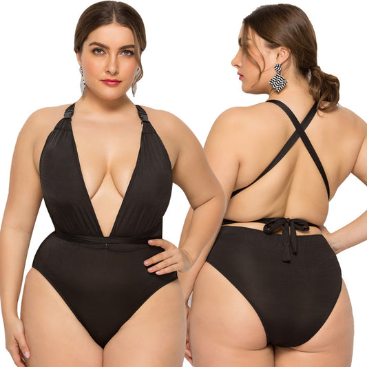 New Black Plus Size One-piece Swimsuit for women