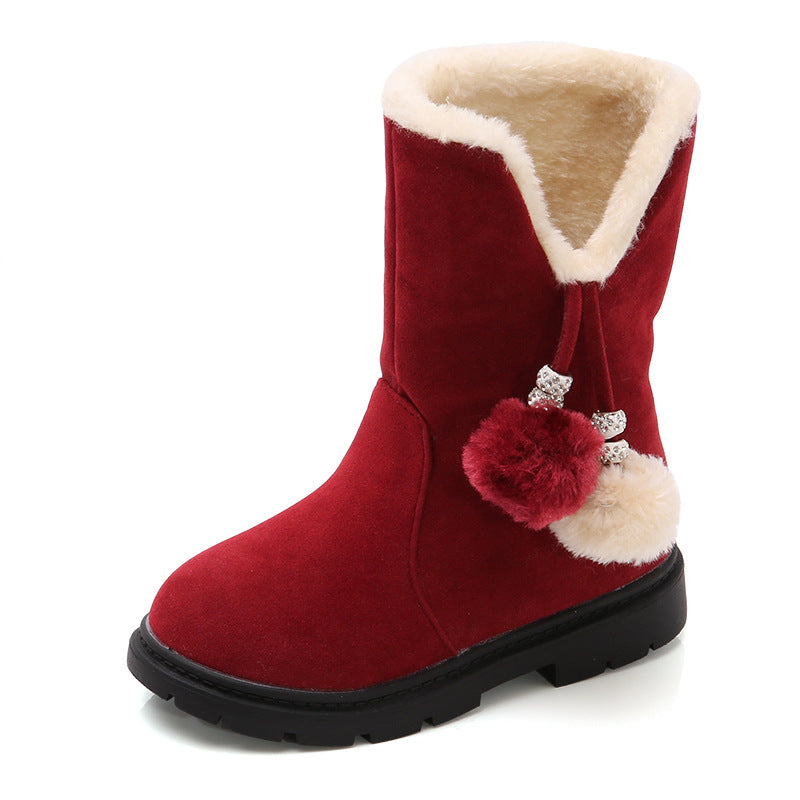 Winter New Girls Warm Cotton Boots Princess Long Children