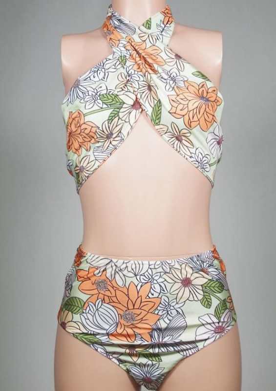 Women's Printed Conservative High Waist Plus Size Swimsuit