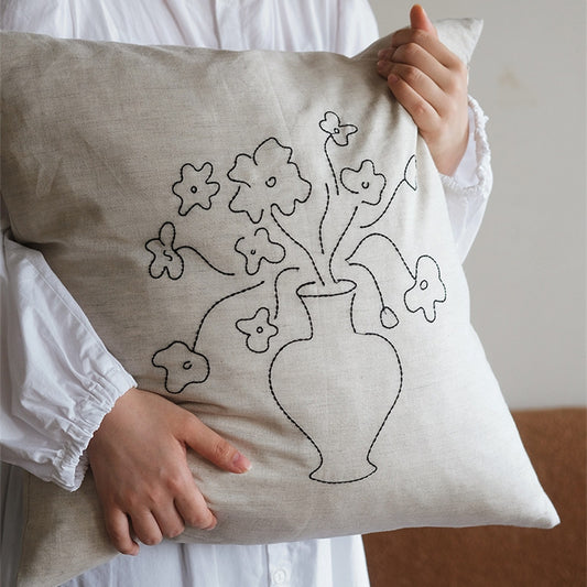 Linen Embroidery Removable And Washable Sofa Living Room Pillow
