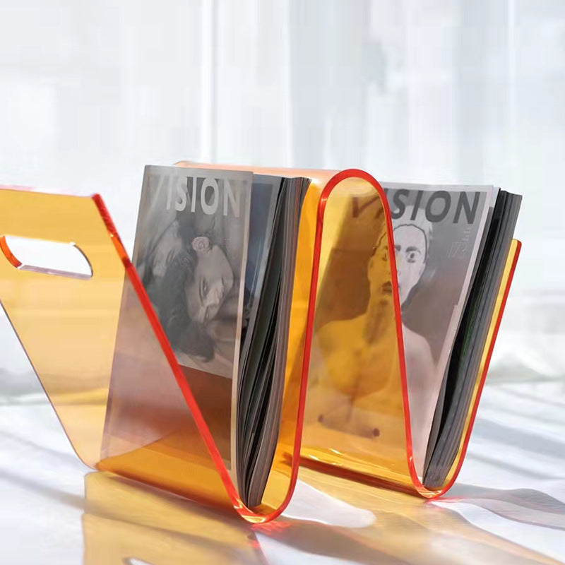Acrylic Decorative Bookstand Retro W-shaped Storage Rack