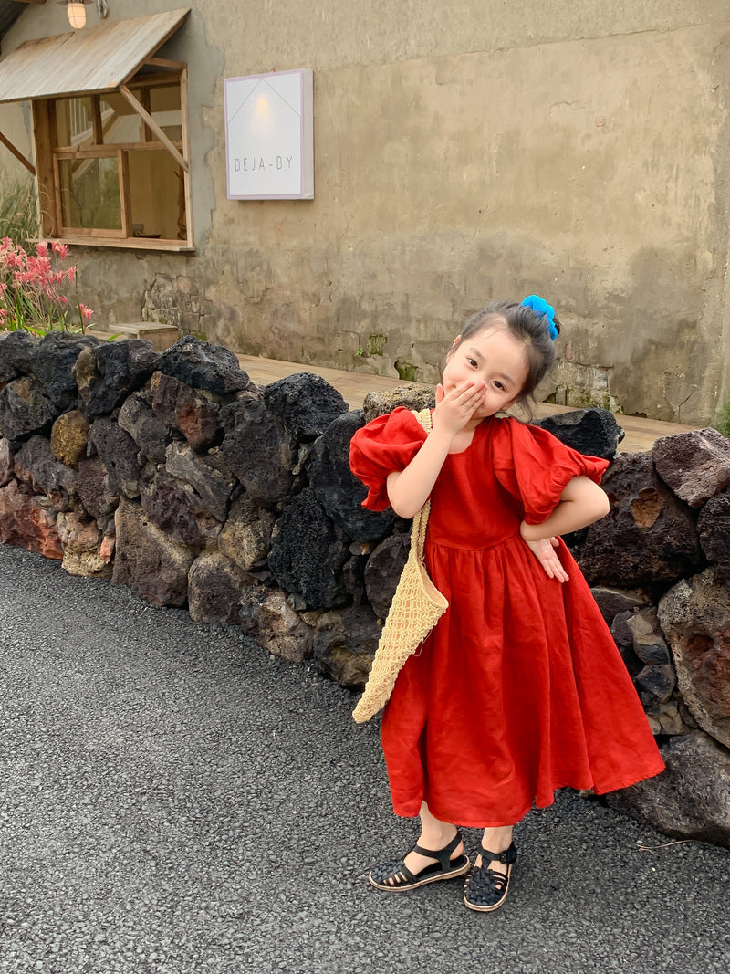 Children's Short Sleeve Tie Back Princess Dress