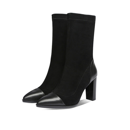 Thin Tube Socks Boots With Pointed Toe And Thick Heel