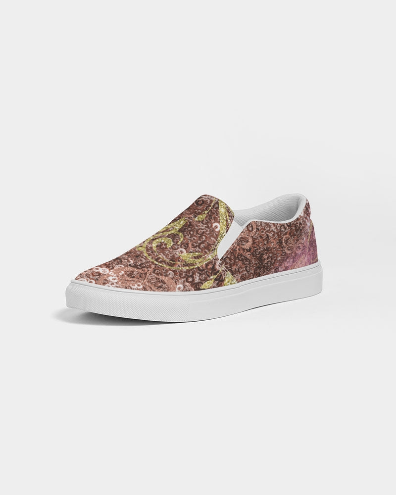 BEAUTIFUL PURPLE GITTER DESIGN CREATED BY FLIPSTYLEZ Women's Slip-On Canvas Shoe