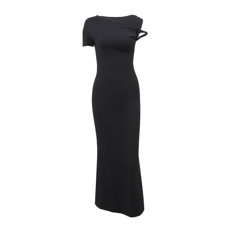 European And American Style Temperament High Waist Slim Fit Slimming Short Sleeve Hot Girl Dress