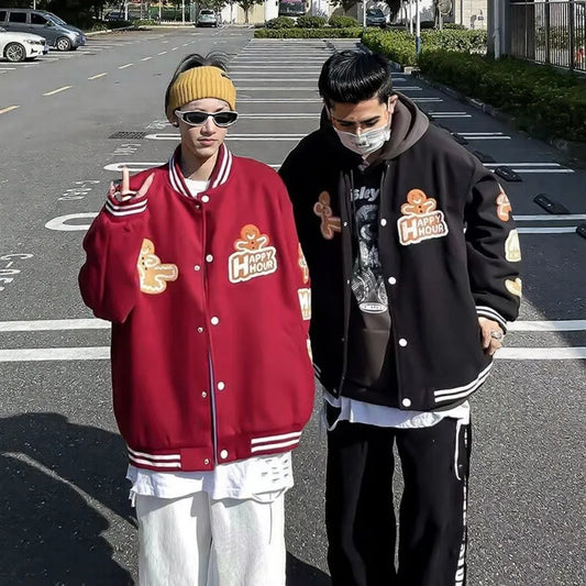 Plus Size Baseball Uniform Polyester Loose Jacket