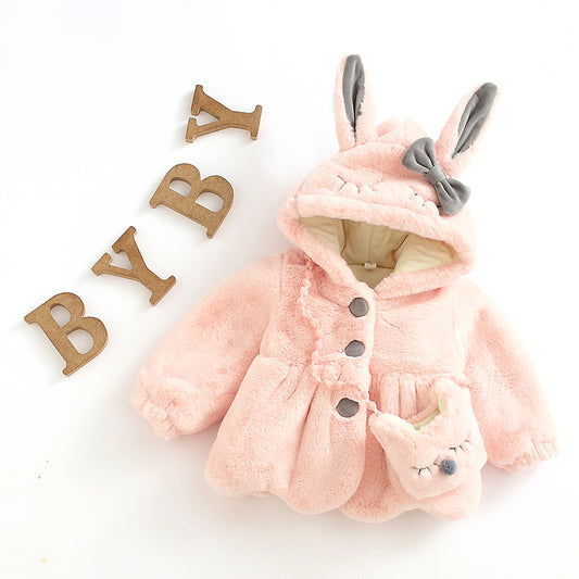 Girls' Thick Plush Coat Children's Cotton