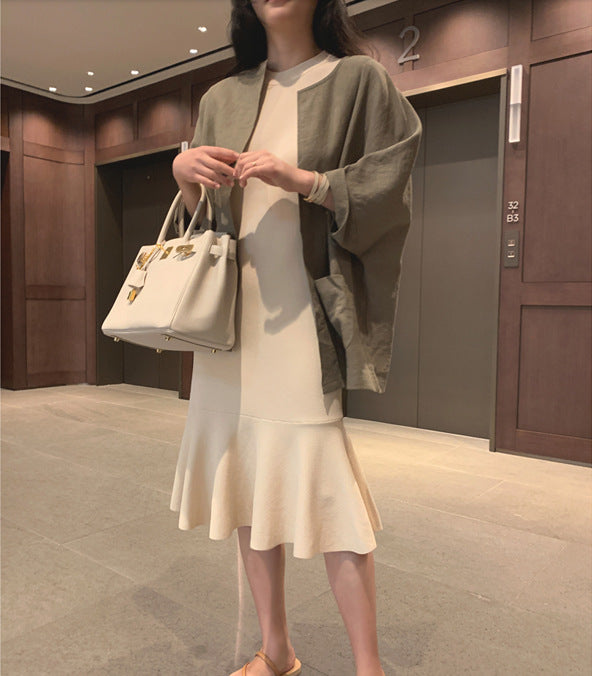 Women's Retro Plus Size Colorblock Simple Cotton Linen T-shirt