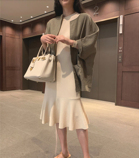 Women's Retro Plus Size Colorblock Simple Cotton Linen T-shirt