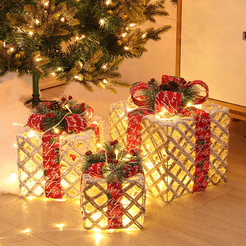 Christmas Tree Decoration Gift Box Decoration With Lights