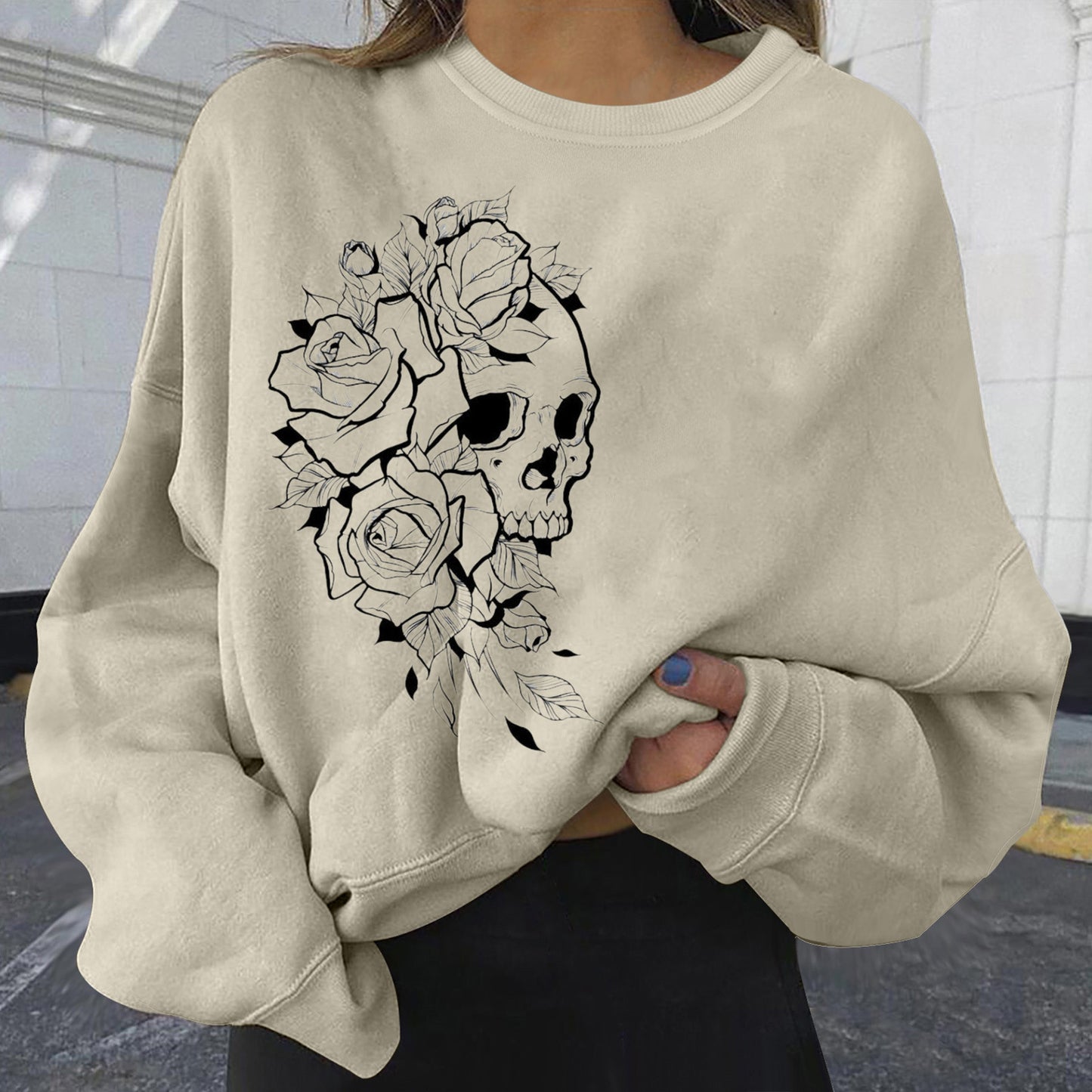Women's Personality Print Fashion Sweatshirt Loose Plus Size
