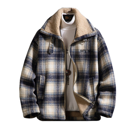 Male Youth Plus Size Plaid Padded Jacket