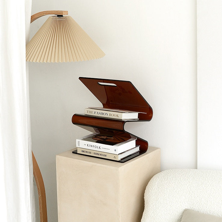 Acrylic Decorative Bookstand Retro W-shaped Storage Rack