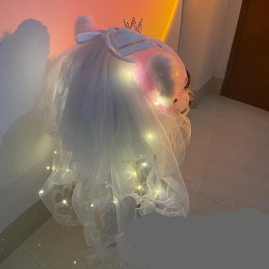 Scooter With Lights Motorcycle Shiny Veil Helmet Accessories Motorcycle Wedding Headdress