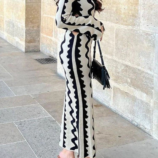 Women's Wave Fashion Wave Pattern One Step Dress