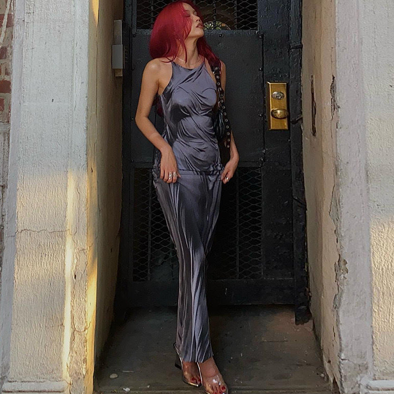 European And American Style Hot Girl Close-fitting Fashion Human Body Printing Slip Dress