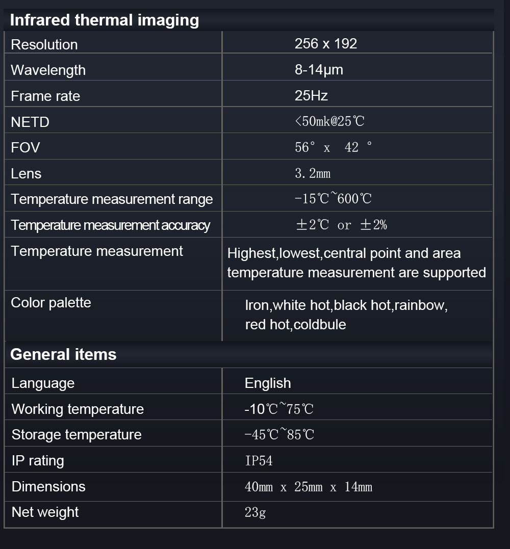 Android Plug-in Thermal Imaging Camera