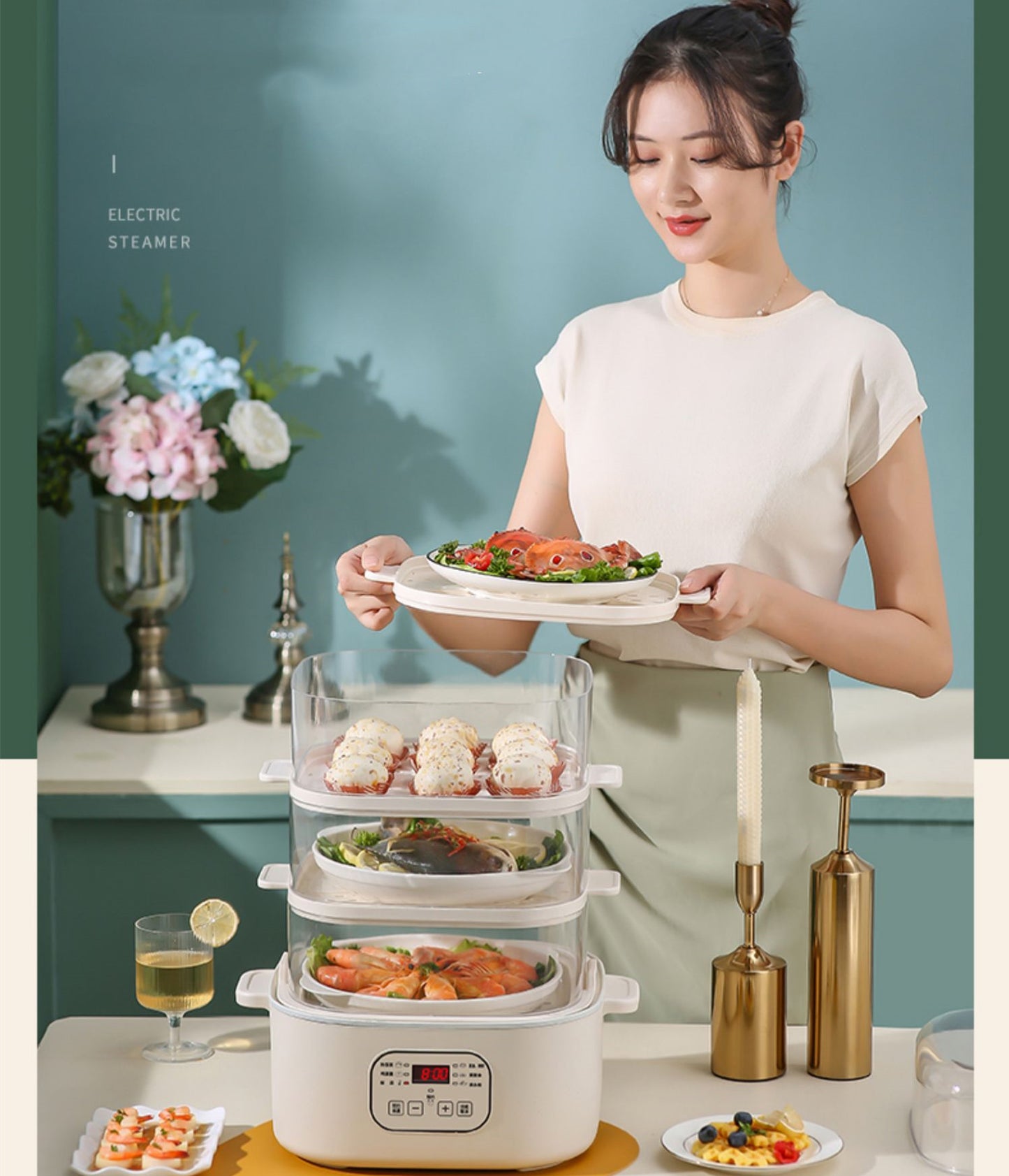 Multifunctional Electric Heating Pot Electric Steamer Multi-layer Household Large Capacity