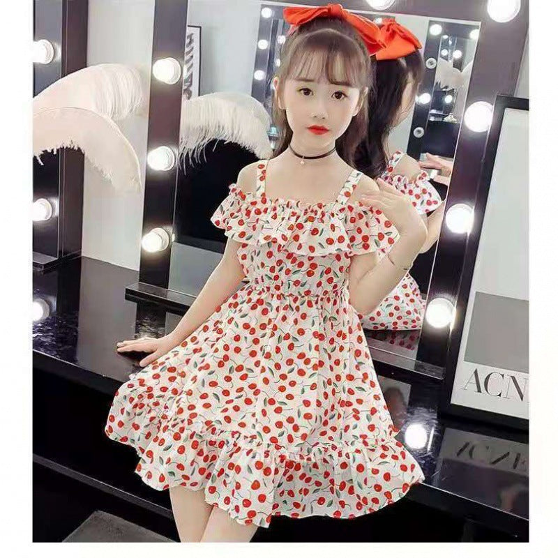 Medium And Big Children Floral Skirt Summer Little Girl Fashionable Princess Dress