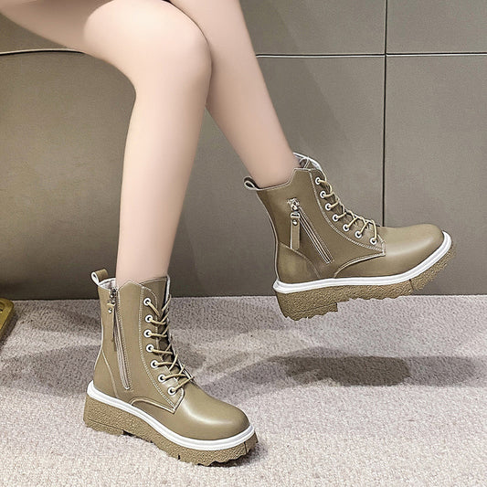 Martin Boots Female British Style New Fashion Thick-soled Short Tube