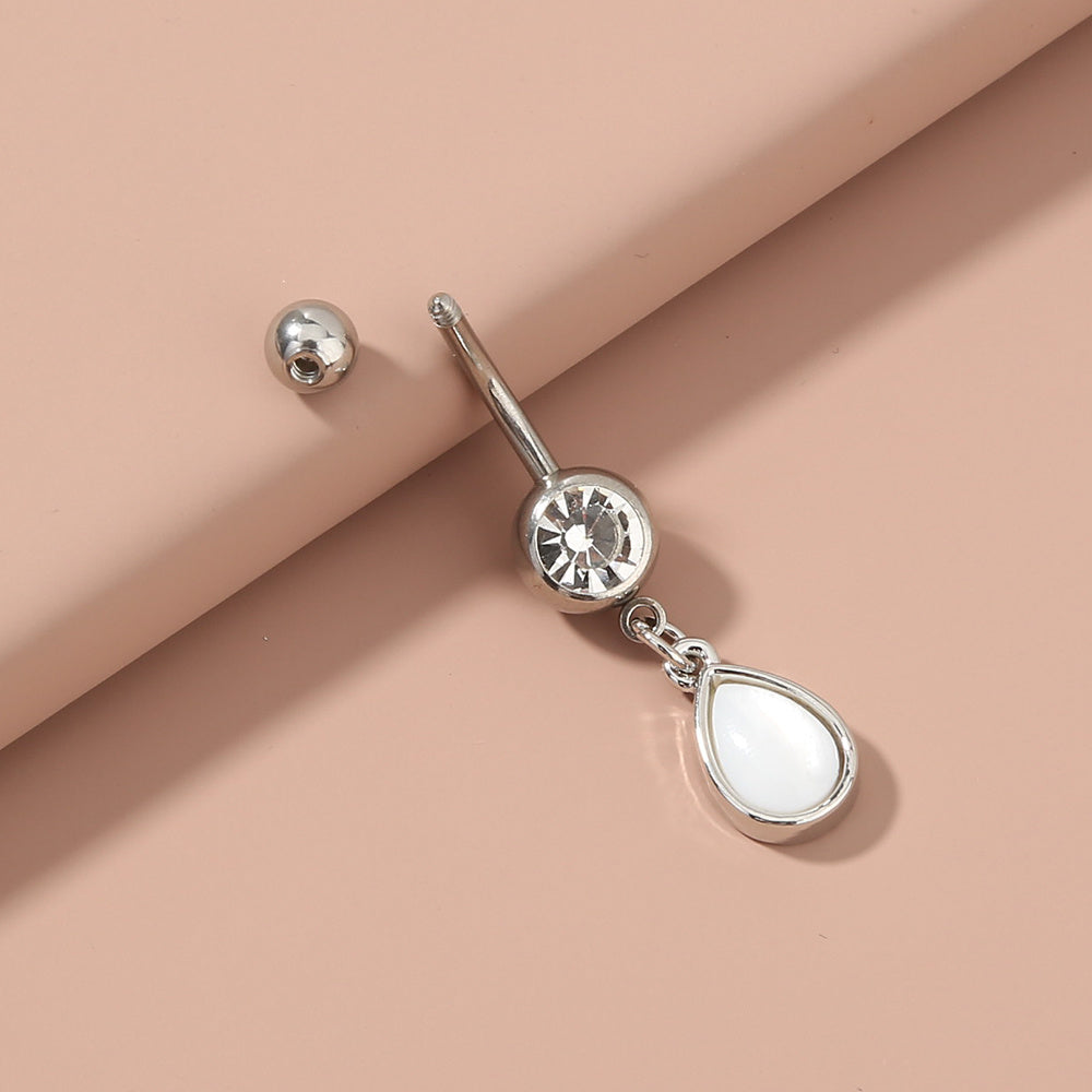 European and American foreign trade hot-selling jewelry stainless steel natural color belly button nail water drop natural shell piercing jewelry