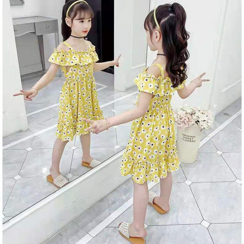 Medium And Big Children Floral Skirt Summer Little Girl Fashionable Princess Dress